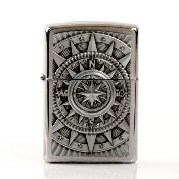 ZIPPO chrom gebürstet Plakette "Compass" 2005350 - 1