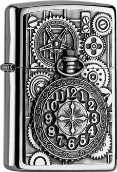 ZIPPO chrom pol. Plakette "Pocket Watch" 2004742