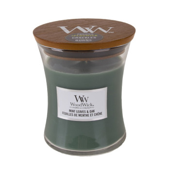 WoodWick Mint Leaves & Oak glass medium