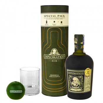 Diplomatico Reserva Exclusiva 12Y 0,7l40% + Glass + Ice Ball dárkové balení - 1