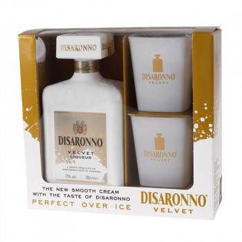 Amaretto Disaronno Velvet 0,7l 17% + 2 Glasses dárkové balení - 1