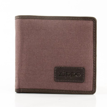 Zippo Herren-Geldbeutel quer Textil/innen Leder Mocca/grau - 1