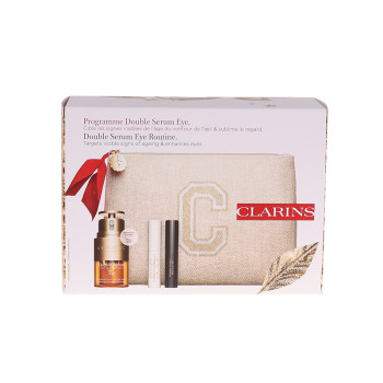 Clarin Skincare Set :Double Serum Eye + Mascara 4D N° 01 + Mascara + Pouch - 5