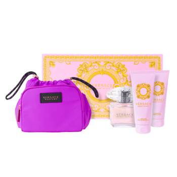 Versace Bright Crystal Set : EdT 90ml+BL 100ml +SG 100ml +Soft Make Up Case