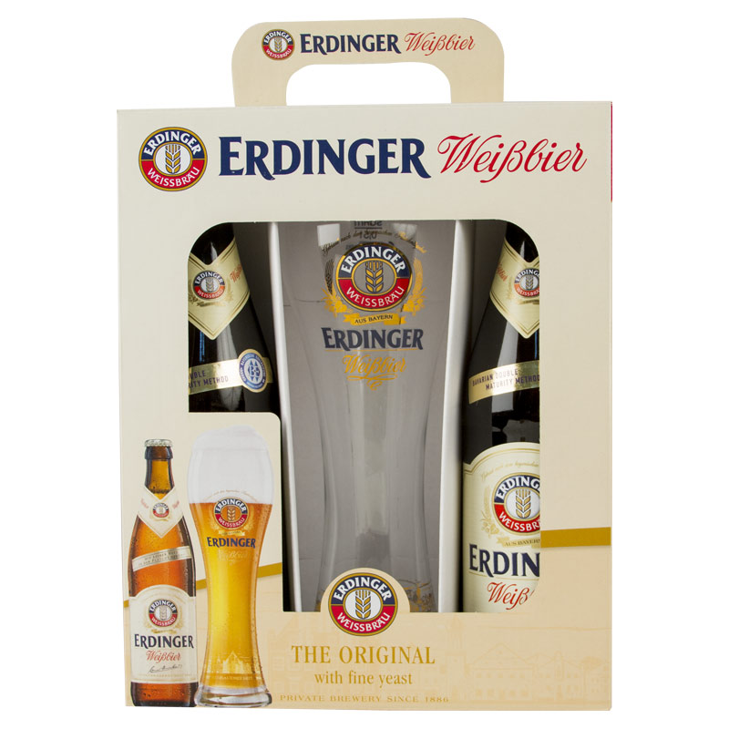 Erdinger dárková krabička 2x0,5L 5,3% + 1 sklenice