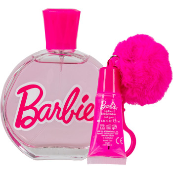 Kids World Air-Val Barbie Set: EdT 100 ml + Lip Gloss with Pompom Charm + Pouch - 3