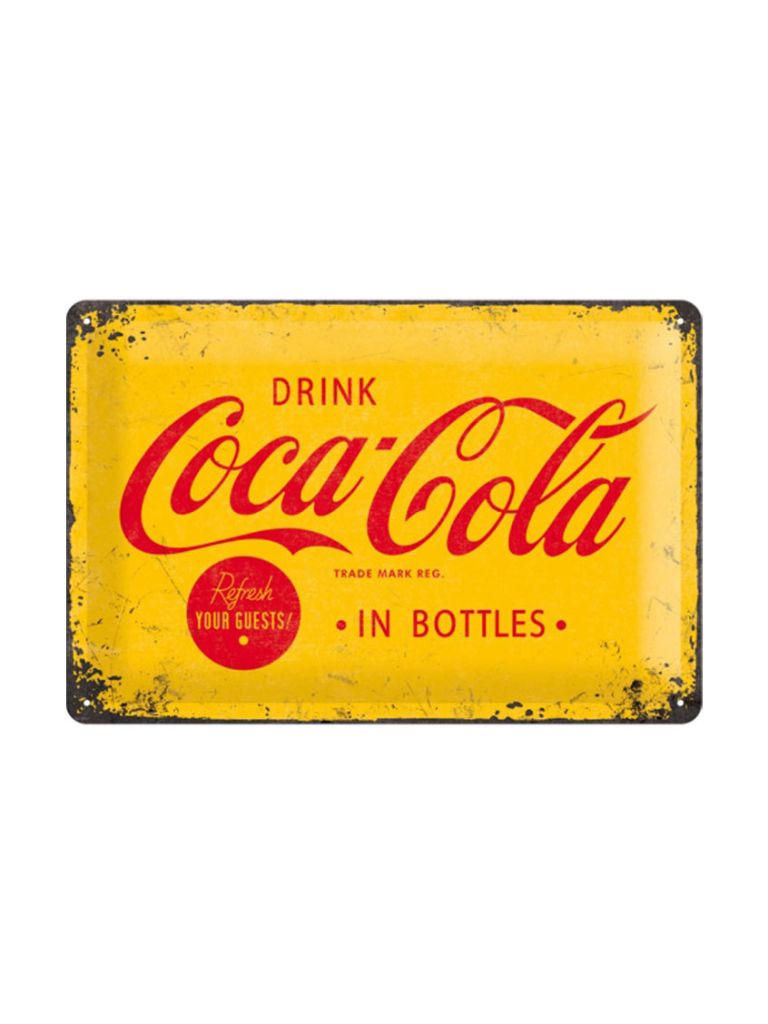 Plechová cedule - Coca-Cola (Žluté logo)