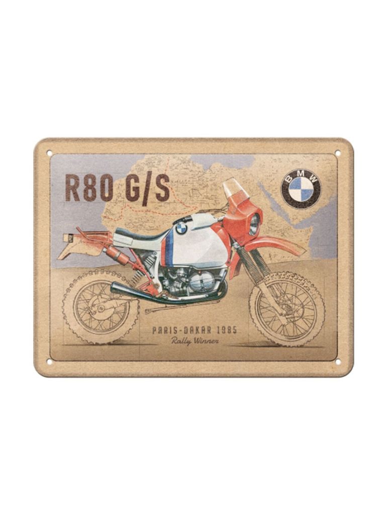 Plechová cedule: BMW R80 G/S Paris Dakar - 20x15 cm