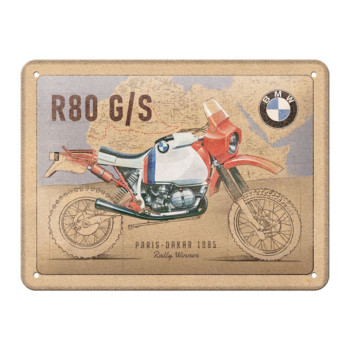 Plechová cedule: BMW R80 G/S Paris Dakar - 20x15 cm