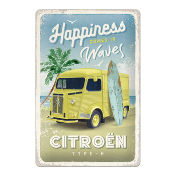 Plechová cedule: Citroën Type H (Happiness Comes In Waves) - 20x30 cm