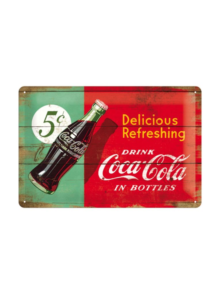 Plechová cedule: Coca-Cola (Dvoubarevná) - 20x30 cm