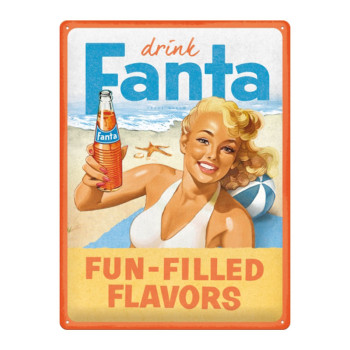 Plechová cedule: Fanta (Fun-Filled Flavors) - 30x40 cm