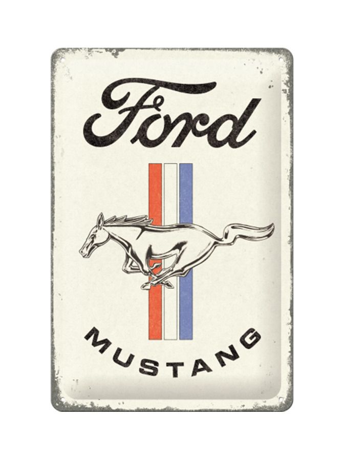Plechová cedule: Ford Mustang (Horse & Stripes) - 20x30 cm