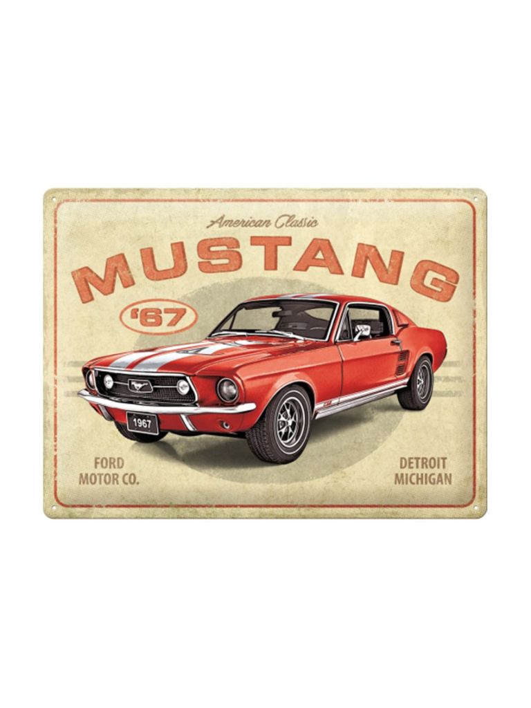 Plechová cedule: Ford Mustang GT 1967 Red - 40x30 cm