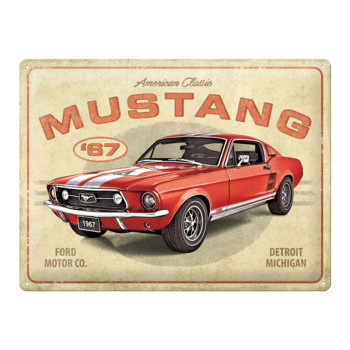Plechová cedule: Ford Mustang GT 1967 Red - 40x30 cm