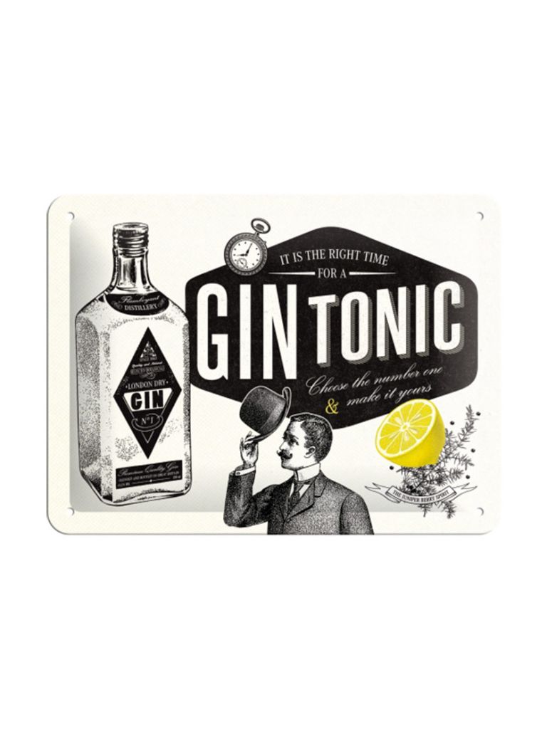 Plechová cedule: Gin Tonic - 20x15 cm