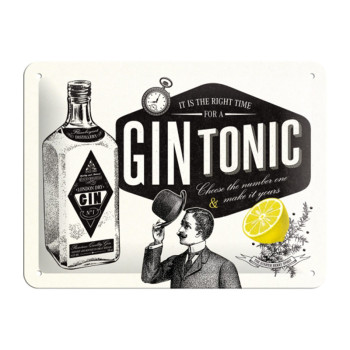 Plechová cedule: Gin Tonic - 20x15 cm