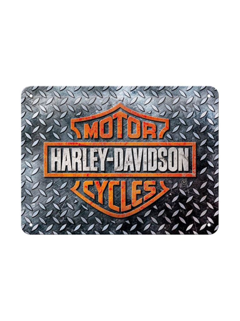 Plechová cedule: Harley-Davidson (Diamond Plate) - 20x15 cm