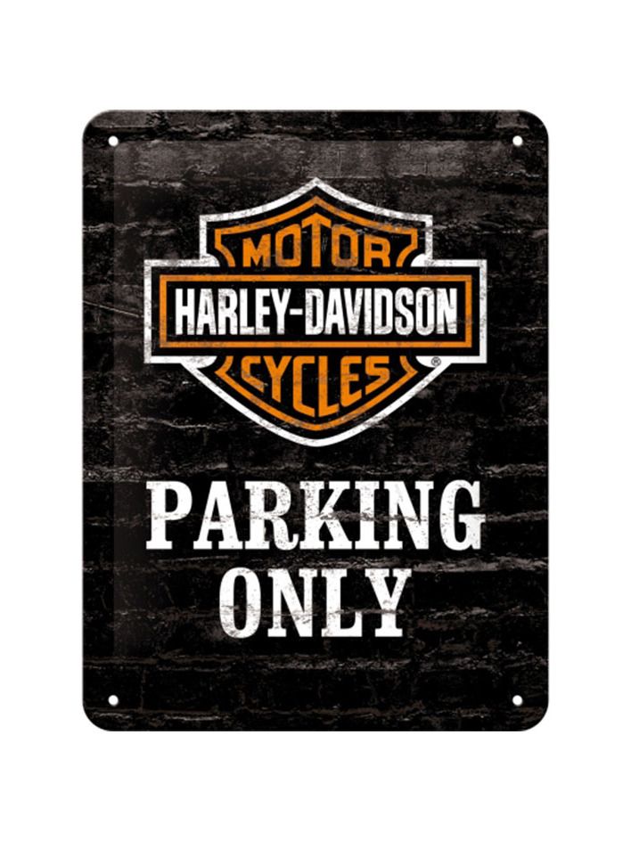 Plechová cedule: Harley-Davidson Parking Only - 20x15 cm