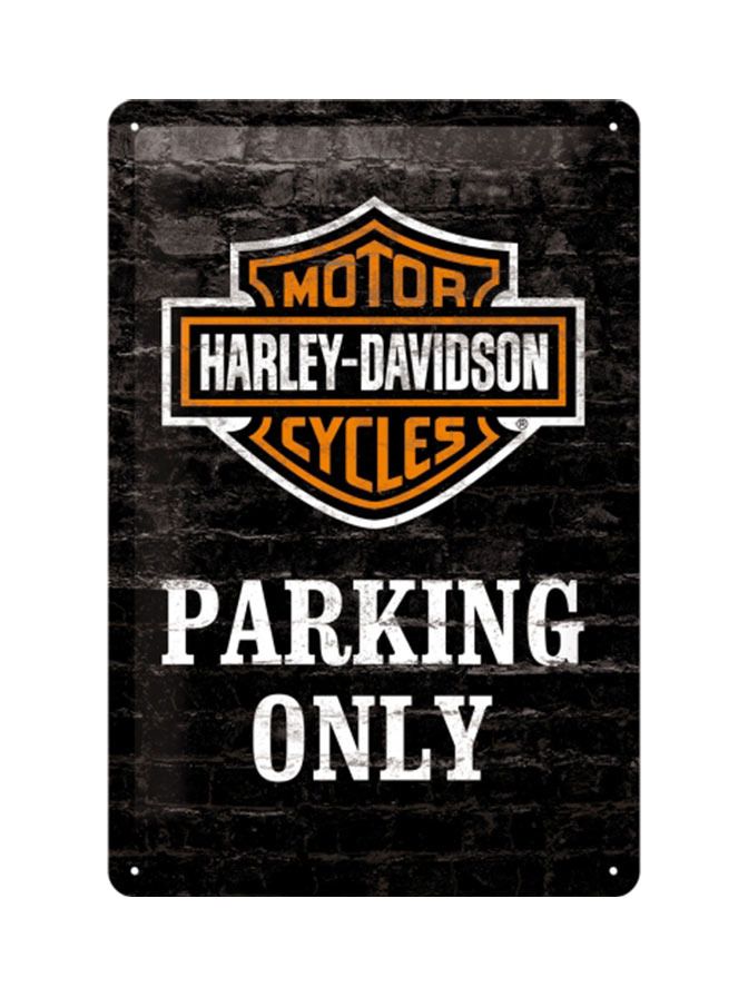 Plechová cedule: Harley-Davidson Parking Only - 30x20 cm