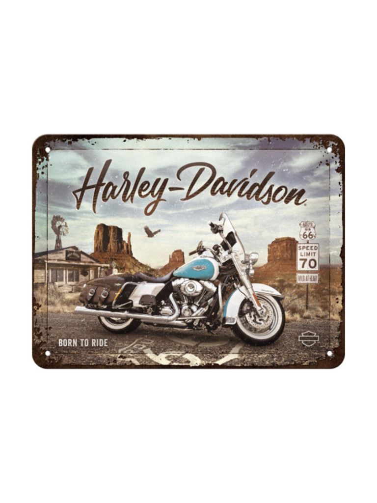 Plechová cedule: Harley-Davidson Route 66 Road King Classic - 20x15 cm