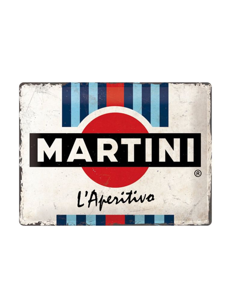 Plechová cedule: Martini (L'Aperitivo Racing Stripes) - 40x30 cm