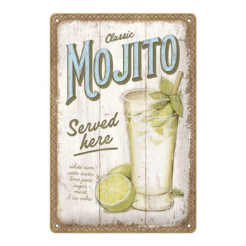 Plechová cedule: Mojito Served Here - 20x30 cm