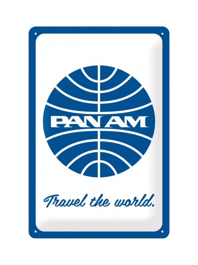 Plechová cedule: Pan Am (Travel the world) - 30x20 cm
