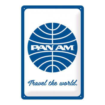 Plechová cedule: Pan Am (Travel the world) - 30x20 cm