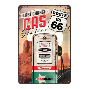 Plechová cedule: Route 66 (Gas Station) - 30x20 cm