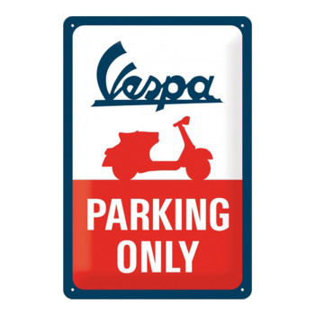 Plechová cedule: Vespa Parking Only - 30x20 cm