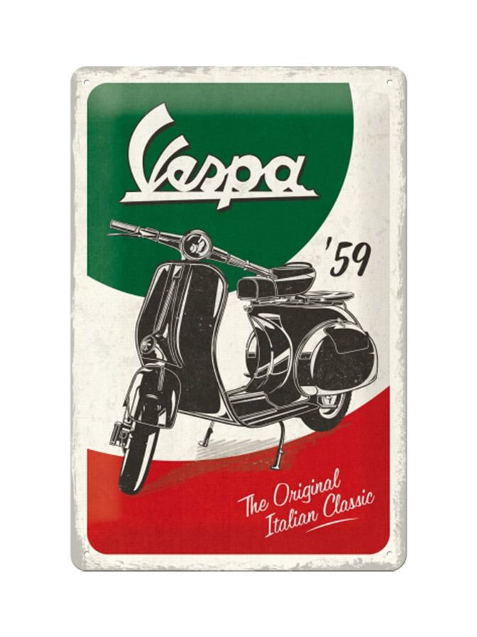Plechová cedule: Vespa The Italian Classic - 30x20 cm