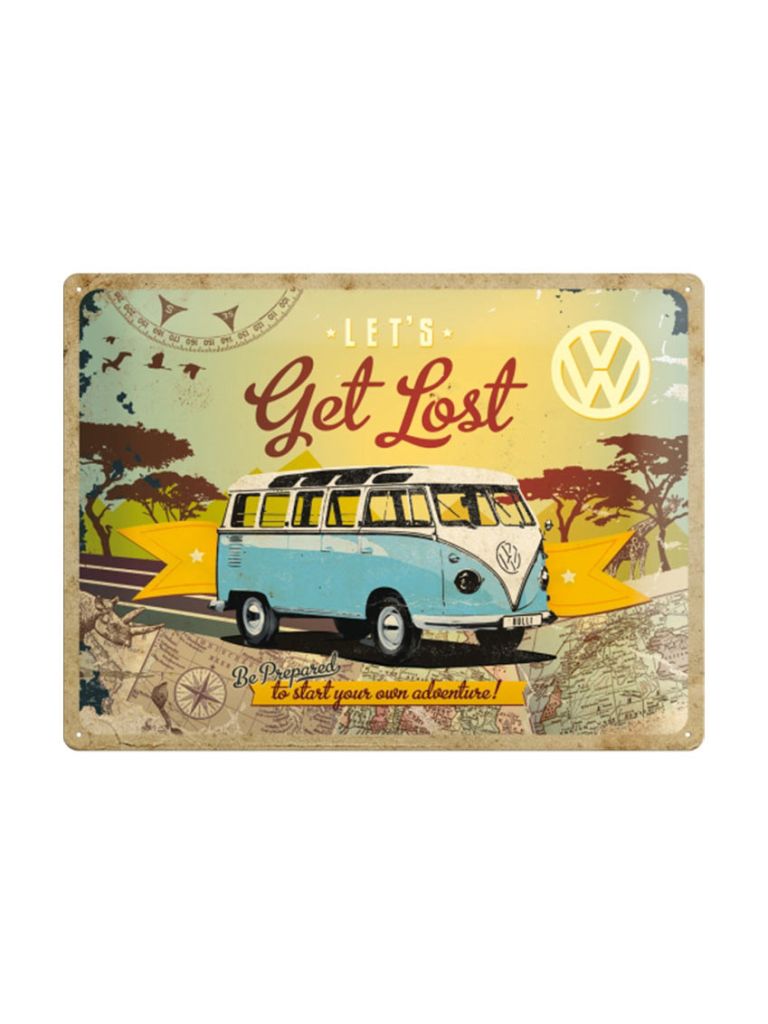 Plechová cedule: VW Let's Get Lost - 30x40 cm