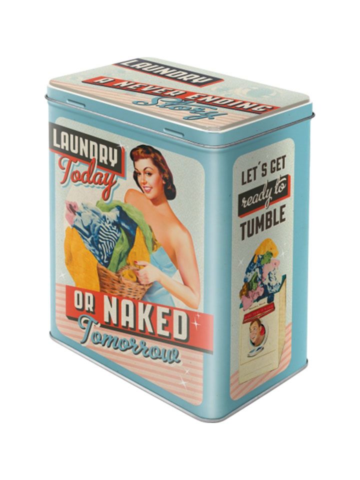 Plechová dóza L - Laundry Today or Naked Tomorrow