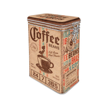 Plechová dóza s klipem - Coffee Beans