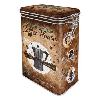 Plechová dóza s klipem - Coffee House