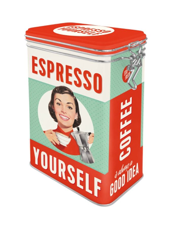 Plechová dóza s klipem - Espresso Yourself