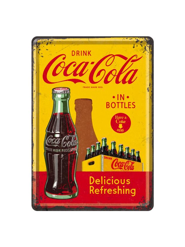 Plechová pohlednice - Coca-Cola (In Bottles Yellow)