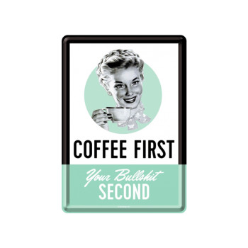 Plechová pohlednice - Coffee First