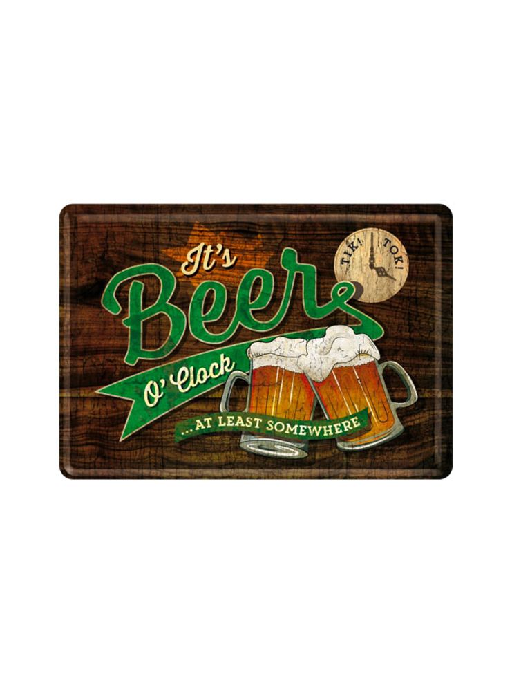 Plechová pohlednice - It's Beer O'clock
