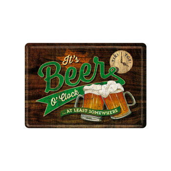 Plechová pohlednice - It's Beer O'clock