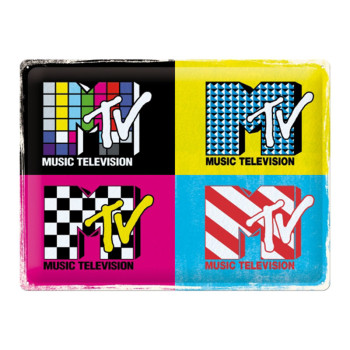 Plechová cedule: MTV Logo Pop Art - 40x30 cm