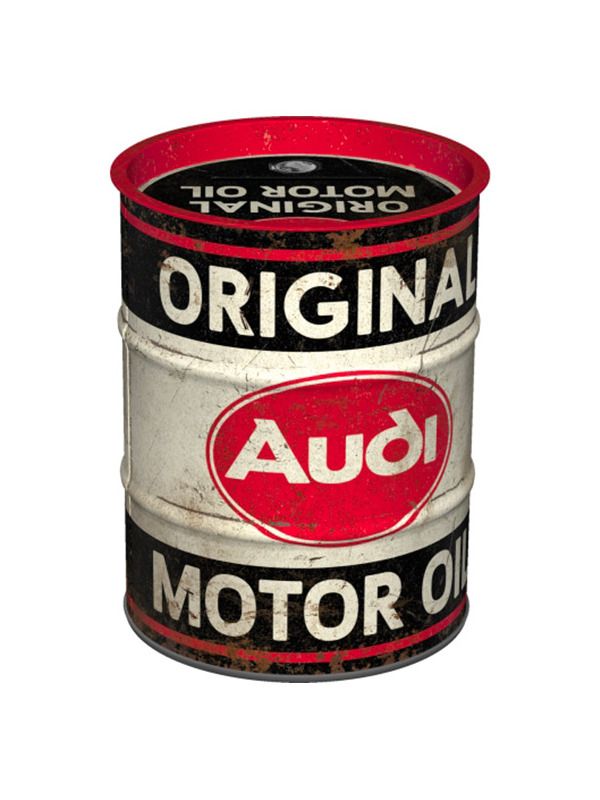 Plechová kasička barel: Audi Original Motor Oil