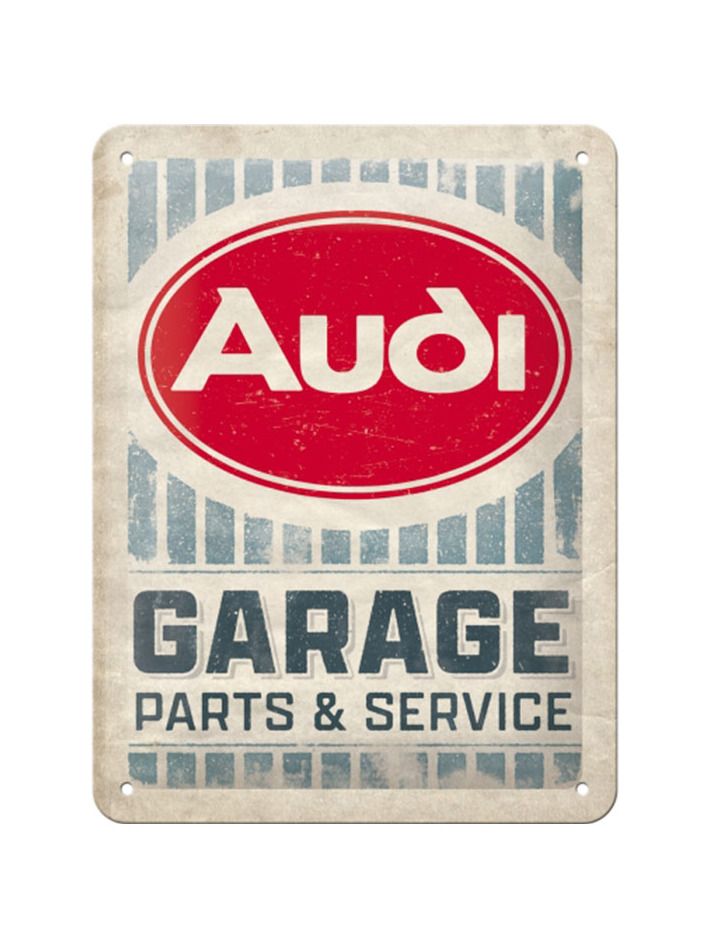 Plechová cedule: Audi (Garage Parts & Service) - 15x20 cm