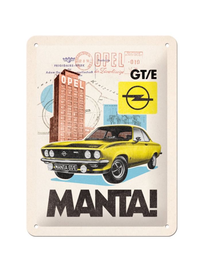 Plechová cedule: Opel Manta! GT/E - 15x20 cm