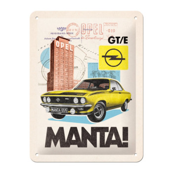 Plechová cedule: Opel Manta! GT/E - 15x20 cm
