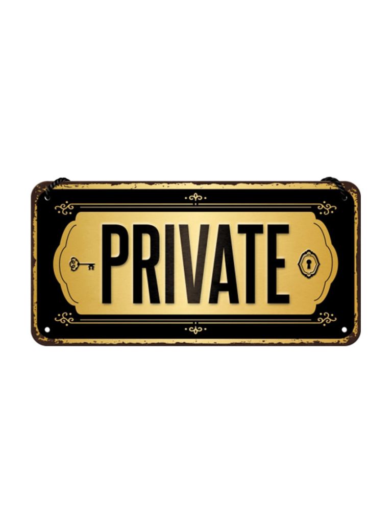 Závěsná cedule: Private - 10x20 cm