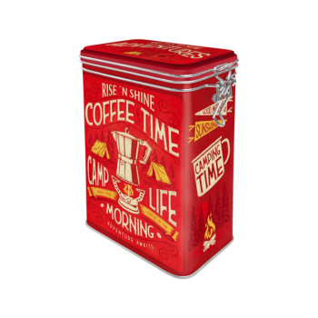 Plechová dóza s klipem - Camp Coffee Time