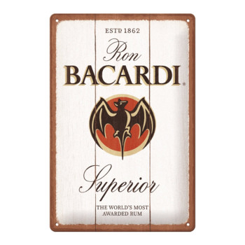 Plechová cedule: Bacardi Superior White Wood - 20x30 cm