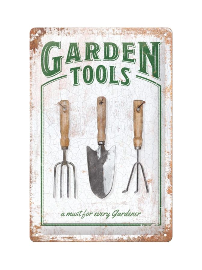 Plechová cedule: Garden Tools - 20x30 cm
